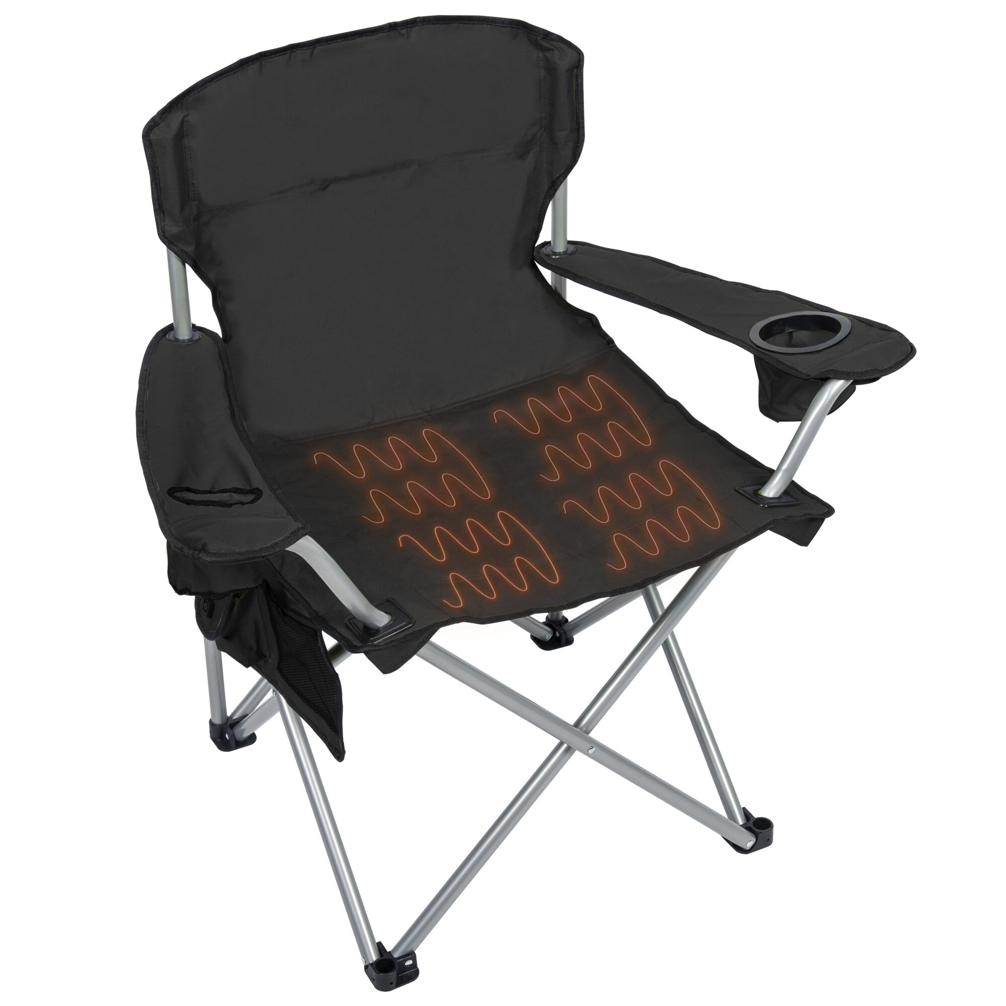 Rio Brands Camp & Go, HEAVY DUTY HEATED QUAD CHAIR, Primary Color Black, Material Steel, Width 35 in, Model# QC500H-441-1